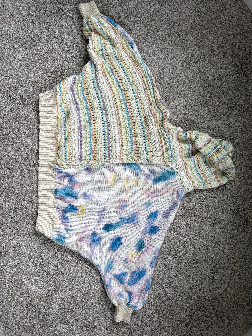 🤩 rare! 🤩 free People Crochet-Style Pastel Hooded Sweater with Peace Motif - Picture 10 of 15
